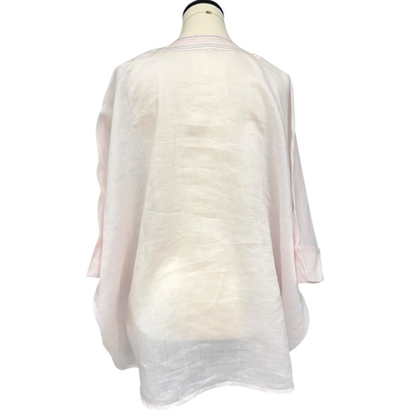 Akemi + Kin Anthropologie Blush Pink Sheer Tunic Top Rainbow Stitch M/L - Picture 6 of 12